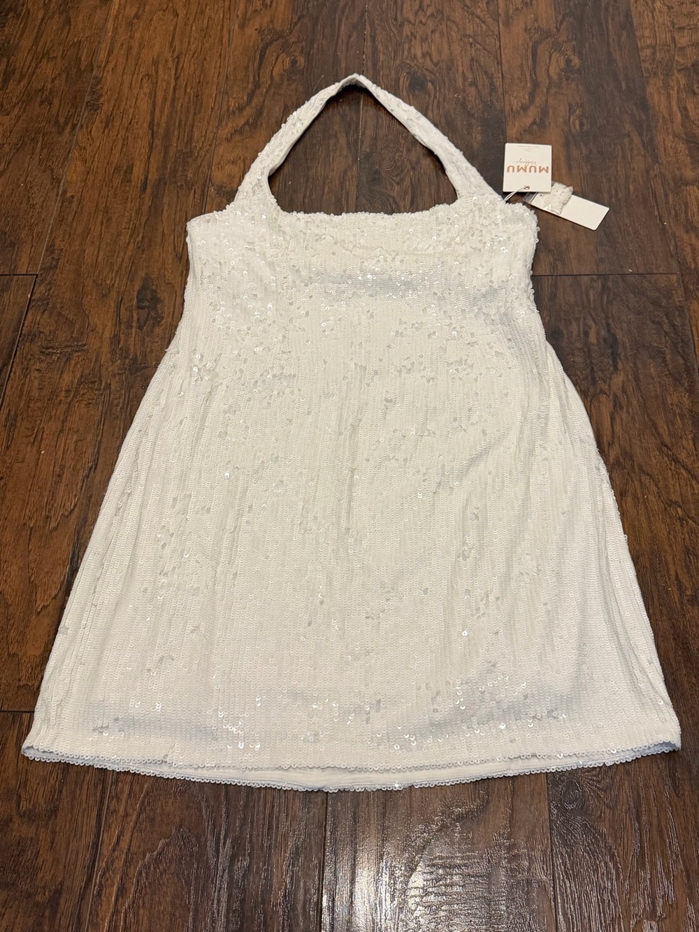 Show Me Your MuMu - Samba Mini Dress - White Liquid Sequins - XXL